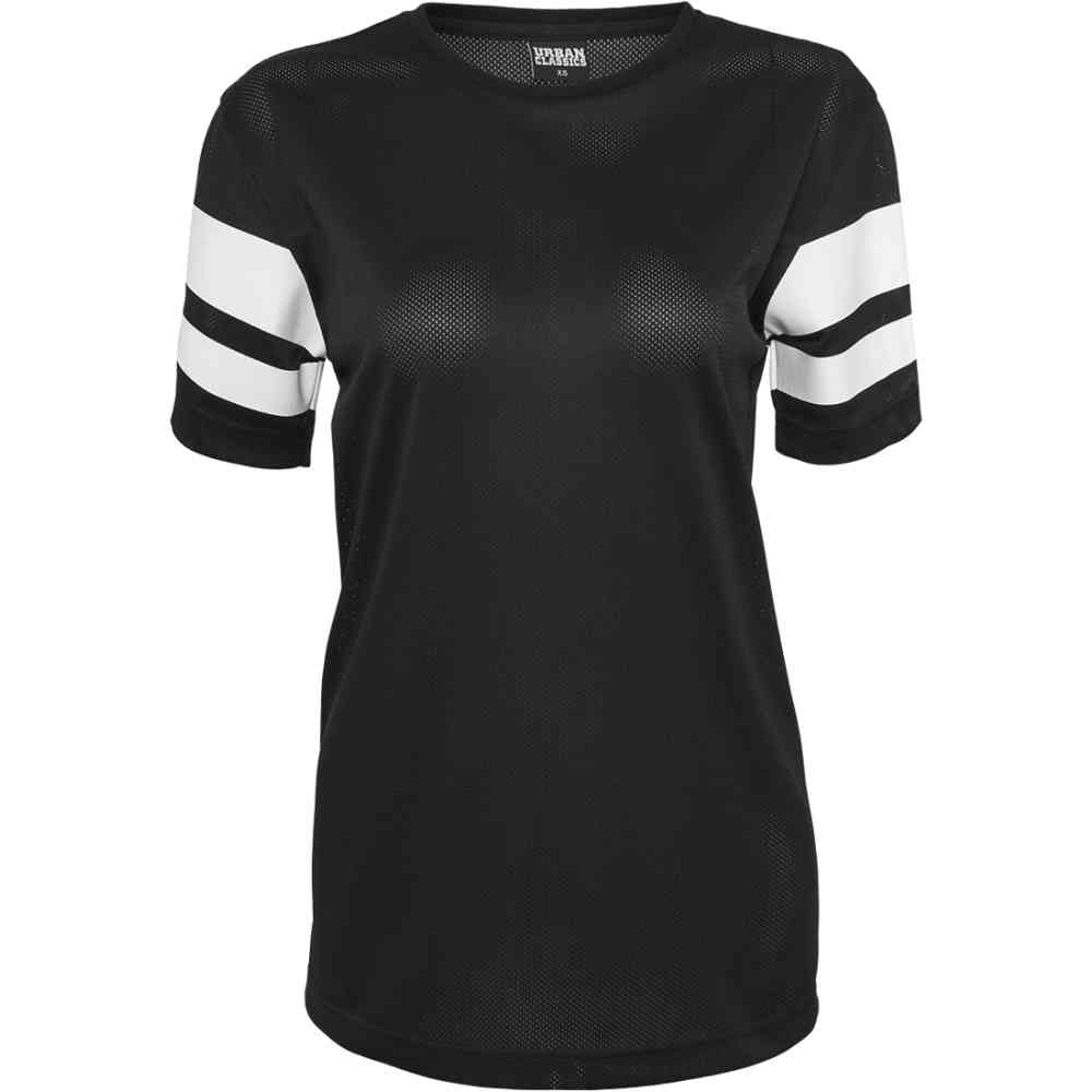 Urban Classics - Stripe Mesh Damen TShirt - Schwarz/Weiß